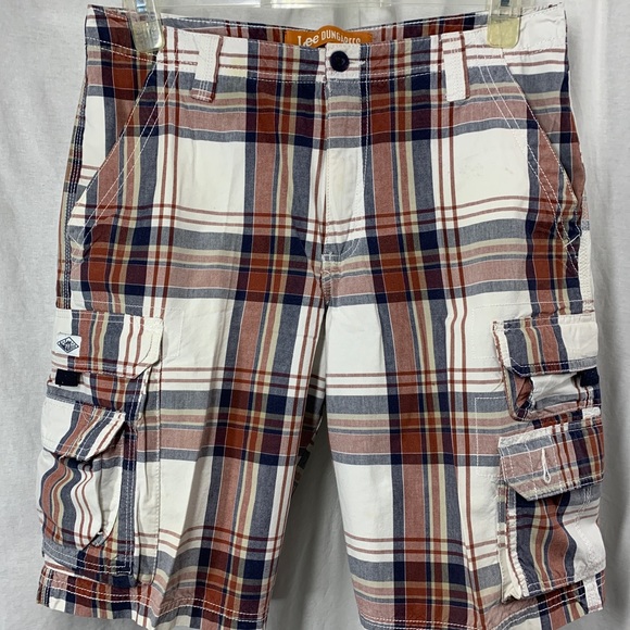 LEE MENS DUNGAREES Brown  Plaid Cargo  Shorts - Picture 4 of 13